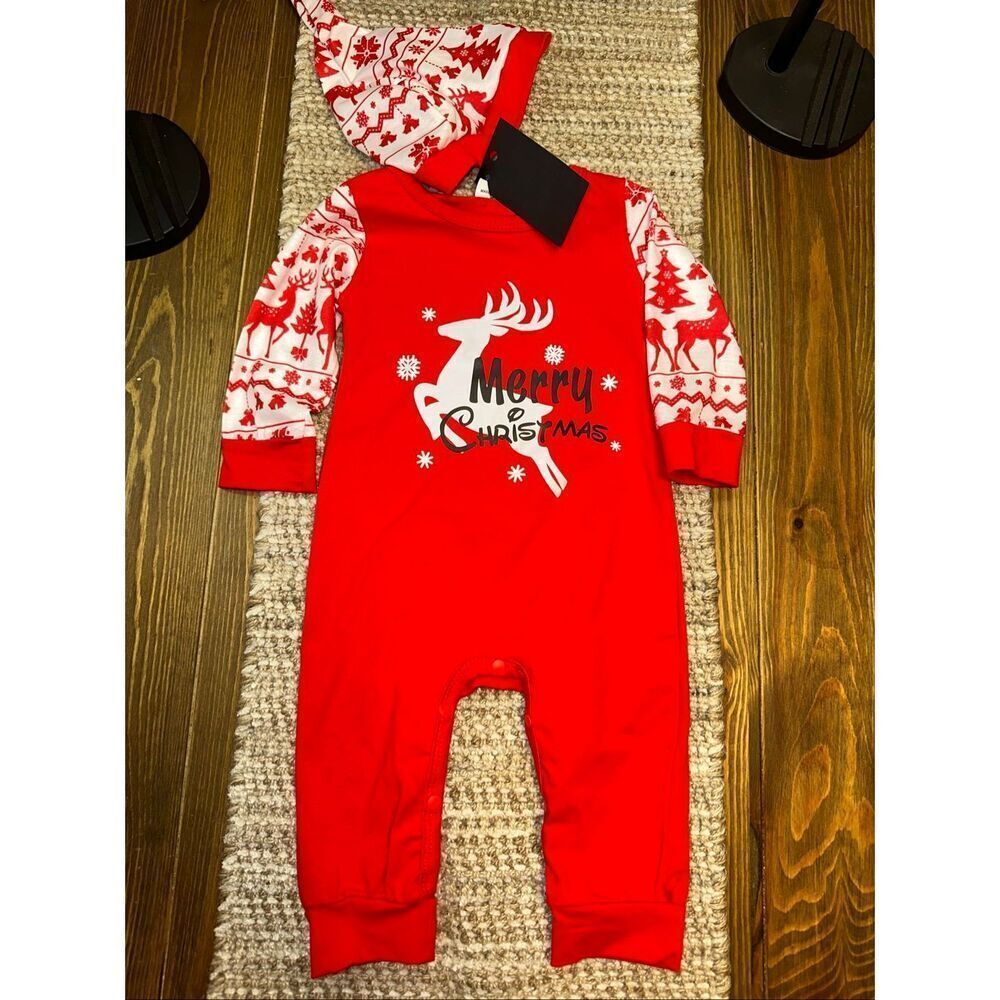 Baby Boys Boutique Romper Christmas Reindeer 6/9 Month jumper with hat